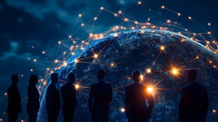 Poster - Business Professionals Looking at Global Network Connections