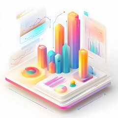 Poster - Isometric 3D Data Visualization with Colorful Charts and Graphs