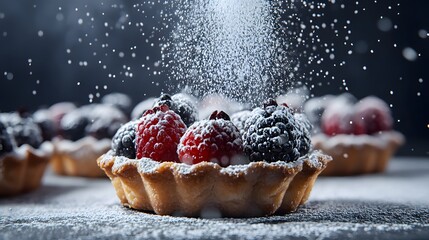 Delicious Berry Tart with Powdered Sugar