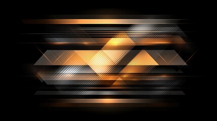 Poster - black and gold abstract image with a lot of lines and shapes. the image is very modern and futuristi