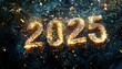 © Iqbal - Festive '2025' sparkling text on a glamorous dark backdrop.