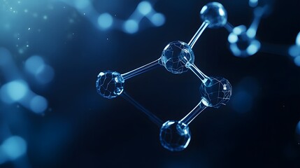 Abstract futuristic - Molecules technology with polygonal shapes on dark blue background. Illustration design digital technology concept. 