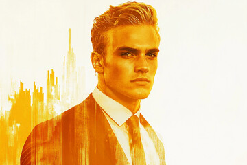 Poster - A man in a suit and tie is the main focus of the image