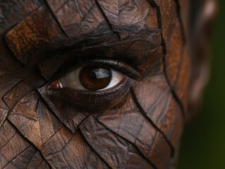 Poster - Mysterious eye peering through wooden texture