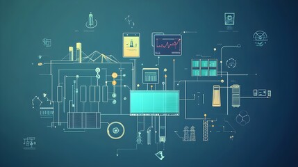 Poster - Abstract Technology Network Diagram with Data and Servers