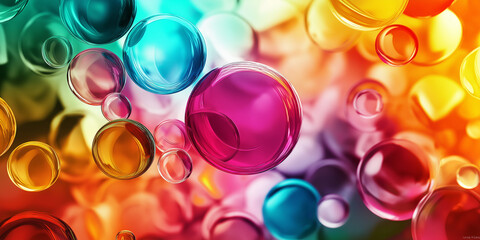 Poster - Colorful bubbles floating creating abstract background image