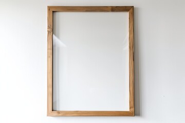 Poster - Simple wooden picture frame on a white wall.