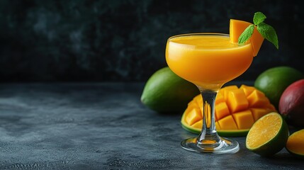 Wall Mural - Refreshing Mango Cocktail in Elegant Glass