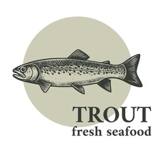 Trout fresh seafood engraved style banner