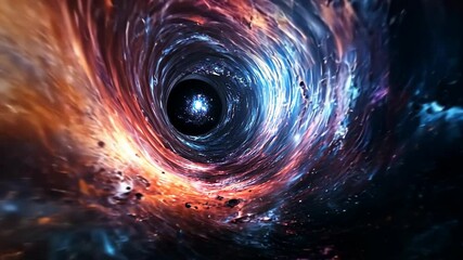 Wall Mural - a swirling black hole in the depths of space, surrounded by colorful gas and dust