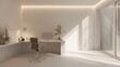 © D - Minimalist study area, soft lighting