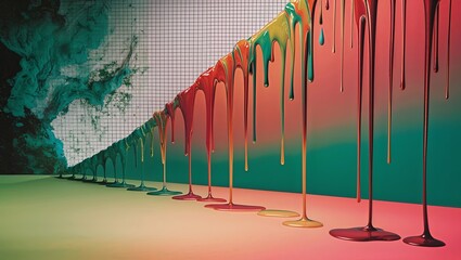 Wall Mural - Colorful Drips: A Spectrum of Creativity