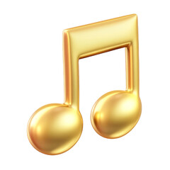 Wall Mural - gold music note 3d render icon isolated on transparent background cutout