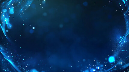 Aufkleber - Abstract blue background with glowing particles and bokeh lights.