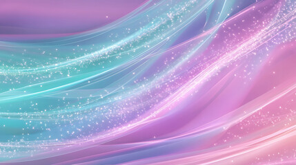 Leinwandbilder - Abstract background with soft pink, blue and green light streaks and sparkling particles.