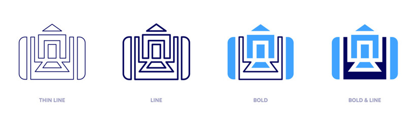 Auto home icon in 4 different styles. Thin Line, Line, Bold, and Bold Line. Duotone style. Editable stroke