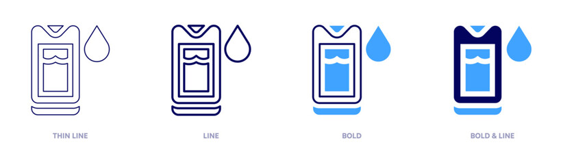 Humidity control icon in 4 different styles. Thin Line, Line, Bold, and Bold Line. Duotone style. Editable stroke