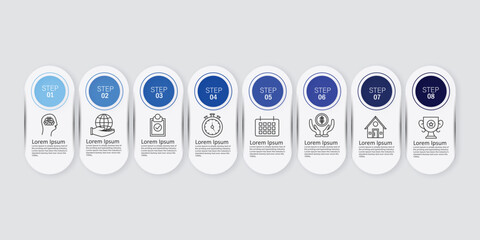 Poster - Infographic design elements for your business data with 8 options, parts, steps, timelines or processes