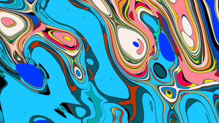 Canvas Print - Colorful fluid abstract psychedelic background pattern for summer