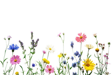 Wall Mural - Growing flowers in full bloom  isolated on transparent and white background.PNG image