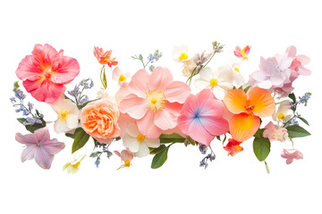 Wall Mural - Growing flowers in full bloom  isolated on transparent and white background.PNG image