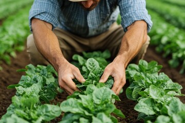 Wall Mural - Hands in soil a close-up on sustainable farming practices and the importance of caring for fresh produce in modern agriculture