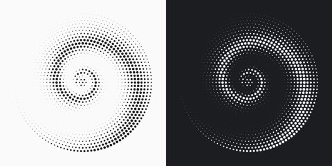 Fototapete - Halftone circular frame logo set. Circle dots isolated on the white background. Fabric design element. Halftone circle dots texture. Vector design element for various purposes.	