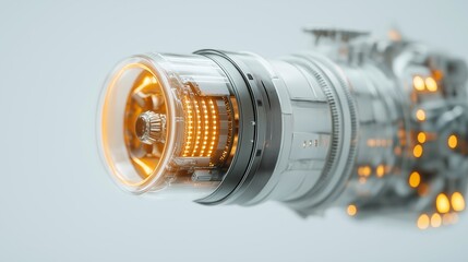 Poster - Futuristic Engine Core: A close-up shot of a futuristic engine core, showcasing intricate details and a glowing orange light. It evokes a sense of power and innovation.  