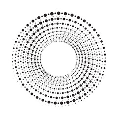 Poster - Halftone circular frame logo set. Circle dots isolated on the white background. Fabric design element. Halftone circle dots texture. Vector design element for various purposes.	