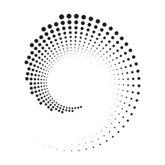 Fototapete - Halftone circular frame logo set. Circle dots isolated on the white background. Fabric design element. Halftone circle dots texture. Vector design element for various purposes.	