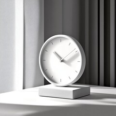 Poster - Minimalist White Clock on a Textured Surface, 3D Render, Timepiece, Interior Design, Decoration
