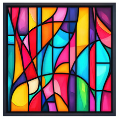 Poster - A colorful modern stained glass window, abstract pattern, vector style, bold shapes and hues, isolated on white background  
