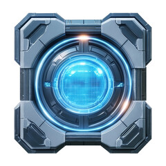 Poster - A futuristic window with holographic display, sci-fi element, high-tech design, sleek metallics, isolated on white background 