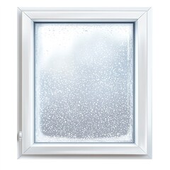 Canvas Print - A frosted window with condensation, winter theme, photorealistic style, cool tones, isolated on white background 