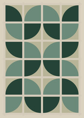 Poster - Retro set of geometric vector pattern minimal posters with geometric design. Trendy bauhaus pattern background for cover design, poster and interior.