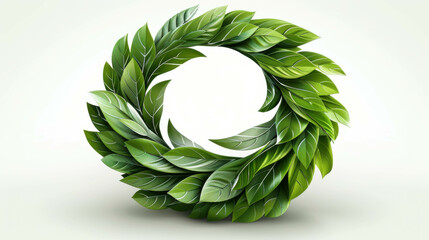 A wreath of selenium leaves. Symbol of ecology on a white background.