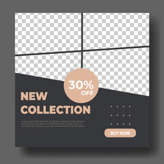 Wall Mural - Square banner new collection template for social media post with empty columns