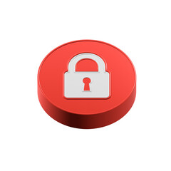 Poster - Lock icon 3d red color, safe symbol secret