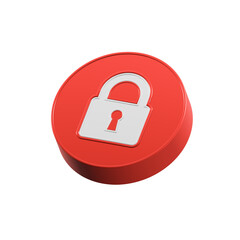 Poster - Lock icon 3d red color, safe symbol secret