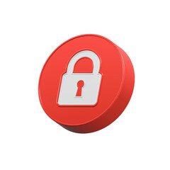 Poster - Lock icon 3d red color, safe symbol secret