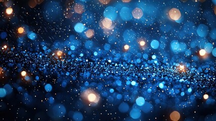 Poster - a mesmerizing display of shimmering blue and golden bokeh lights arranged in a swirling pattern agai