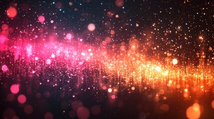 Poster - Vibrant cosmic lights display with pink and orange hues illuminating a dark backdrop in an abstract format