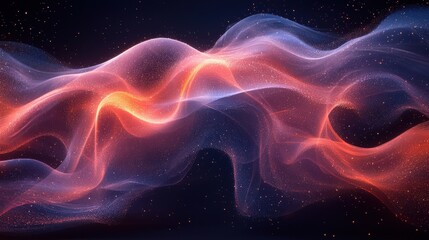 Poster - Colorful abstract waves flowing through a dark starry background representing digital art and creativity