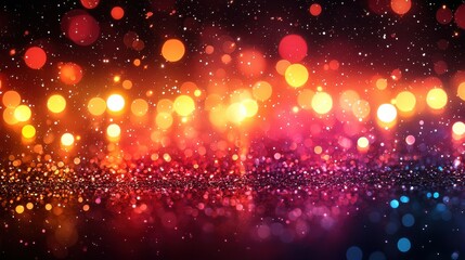 Poster - a vibrant display of colorful bokeh lights shimmering against a dark background during a festive cel
