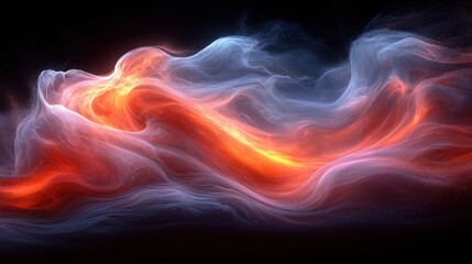 Poster - Colorful smoke patterns resembling flowing abstract art at night create a mesmerizing visual experience in a dark environment
