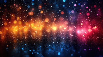 Poster - colorful abstract background featuring shimmering lights and bright bokeh effects in a dark setting
