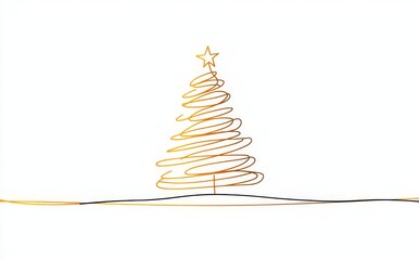 A one-line drawing of a tree for Christmas, a modern illustration