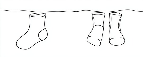 Wall Mural - One line drawing of a Christmas stocking. White background, sock, Christmas stocking. Modern illustration.