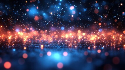 Poster - Colorful bokeh lights create a mesmerizing effect in a dark environment, capturing a dreamy atmosphere during the evening