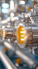 Poster - Close-up of advanced machinery in a fuel processing plant, highlighting intricate design and engineering. This image showcases industrial technology and automation. 3D illustration